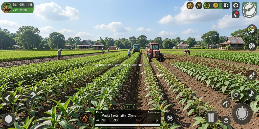 Screenshot dari gameplay 33L menampilkan aktivitas bertani yang menarik.