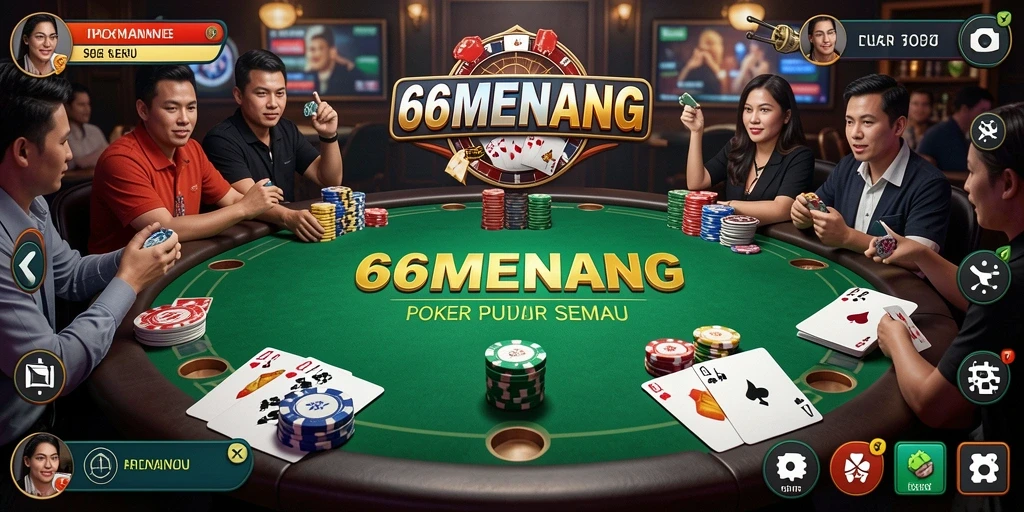 Tampilan gameplay menarik dari 66MENANG dengan suasana Poker yang kompetitif.