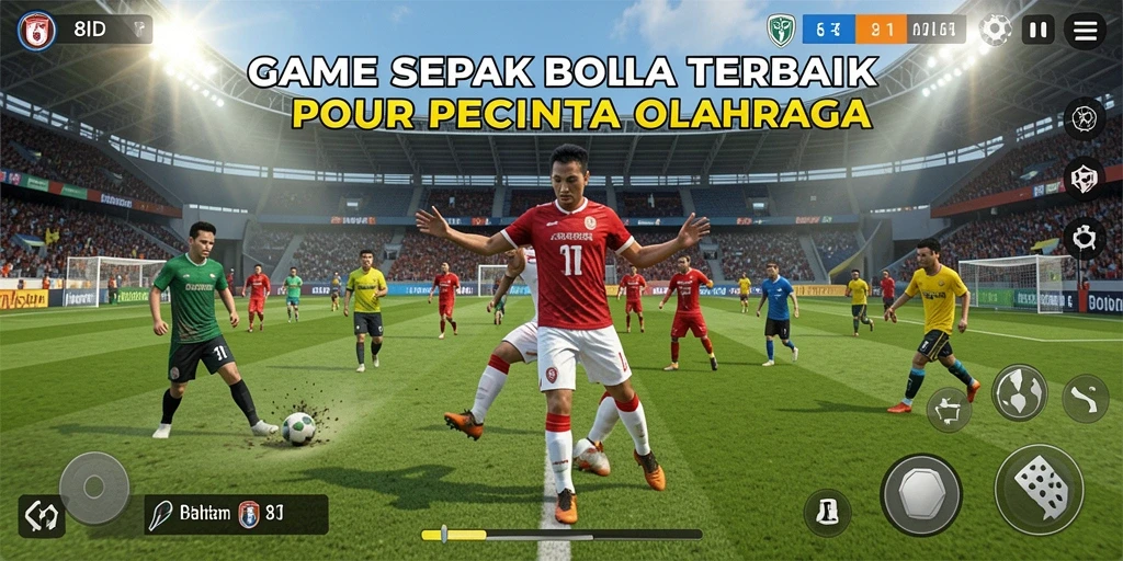 Screenshot gameplay 8ID dengan aksi sepak bola yang mendebarkan.