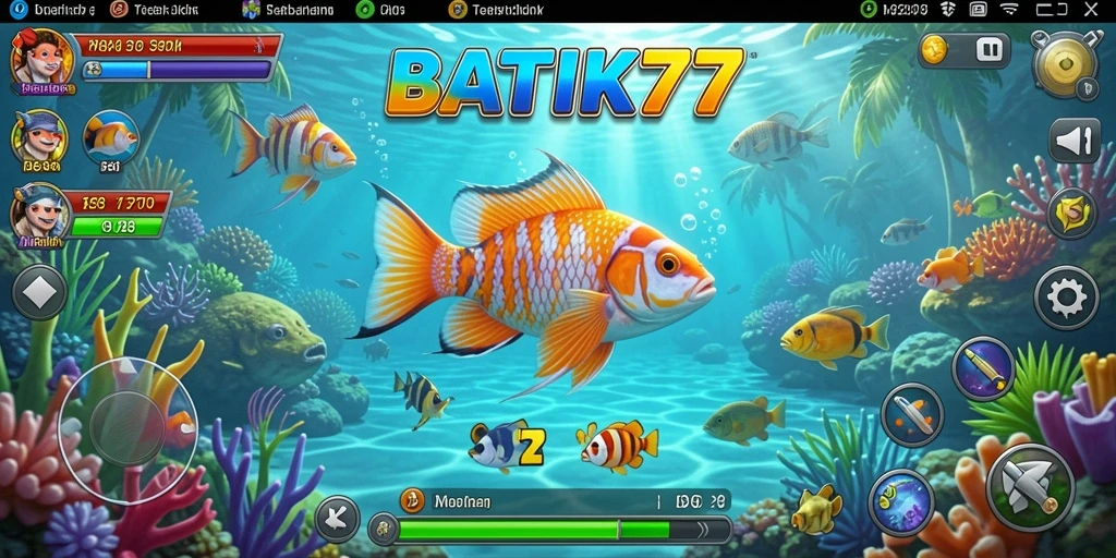Menampilkan aksi seru permainan Tembak Ikan BATIK77.