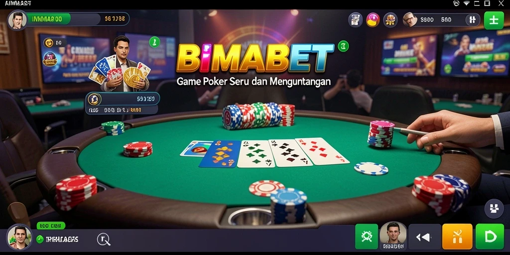 Tampilan menarik dari gameplay seru Poker di BIMABET.