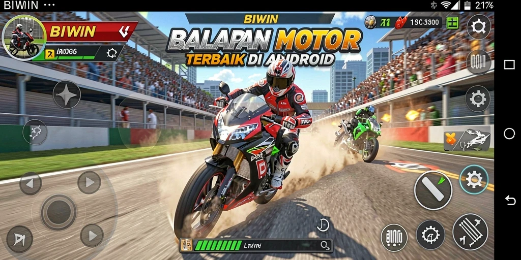 Tampilan gameplay utama BIWIN yang mendebarkan dan penuh aksi.