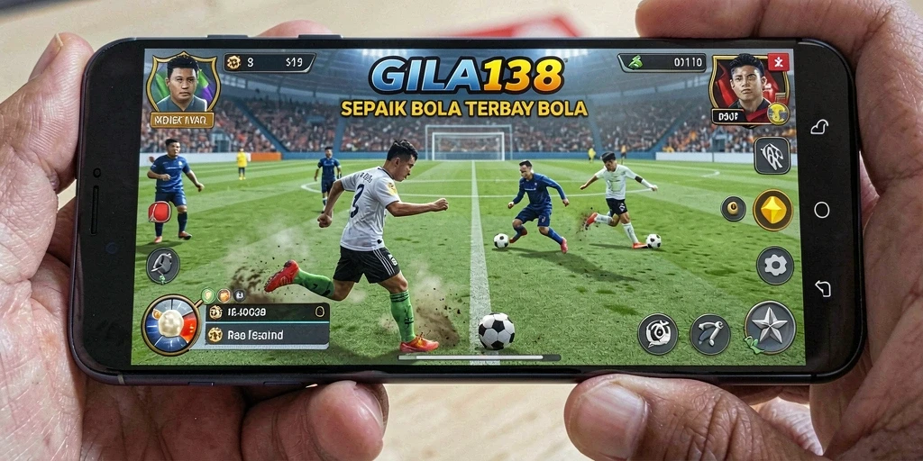 Tampilan gameplay GILA138 yang menampilkan aksi penuh di lapangan sepak bola.