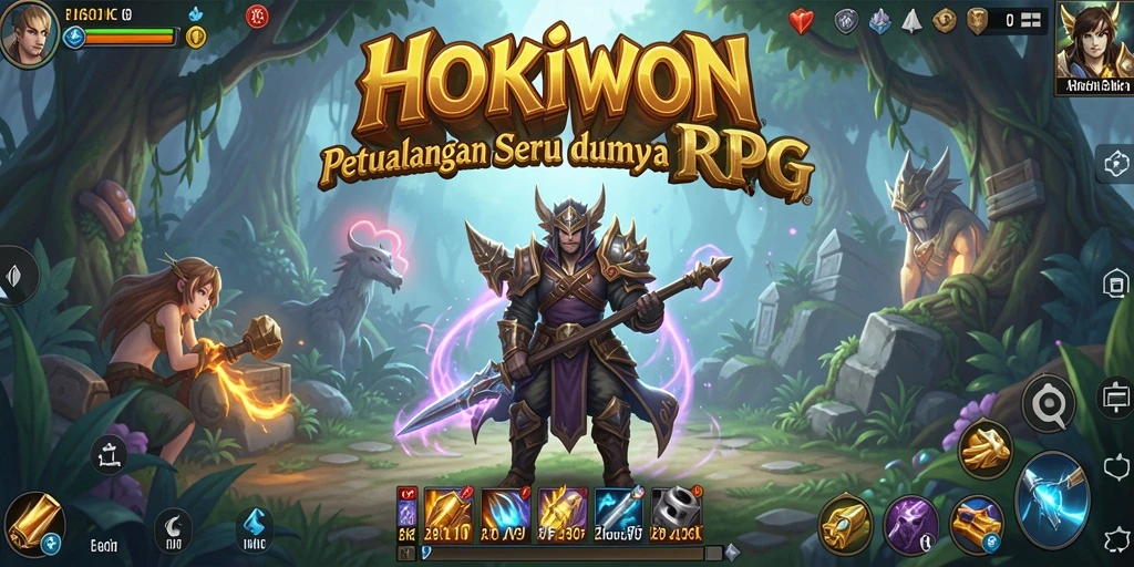 Screenshot HOKIWON menampilkan aksi seru dalam pertempuran RPG.