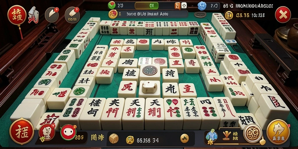 Screenshot gameplay INDSLOT yang menampilkan aksi Mahjong yang mendebarkan.