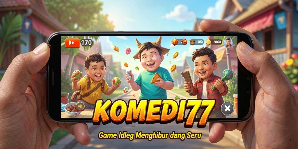 Tampilan gameplay <strong>KOMEDI77</strong> yang penuh warna dan karakter lucu.