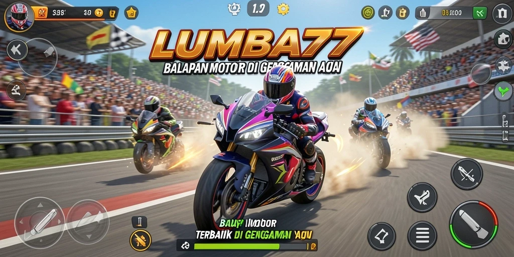 Tampilan dinamis gameplay balap motor di LUMBA77.
