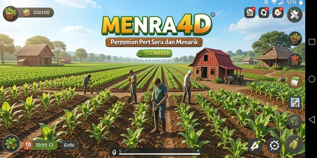 Tampilan gameplay menarik MENARA4D dengan aktivitas bertani.