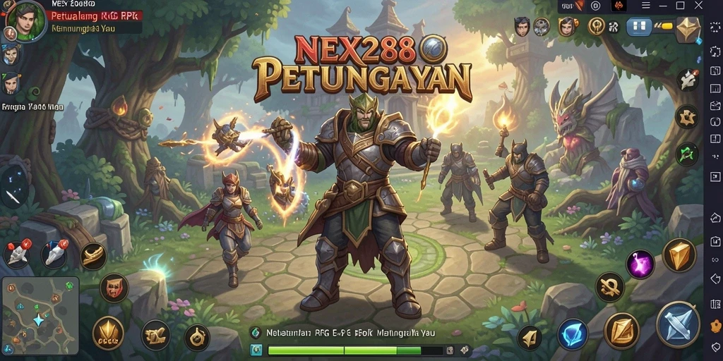 Screenshot NEX288 menampilkan aksi pertempuran RPG yang mendebarkan.