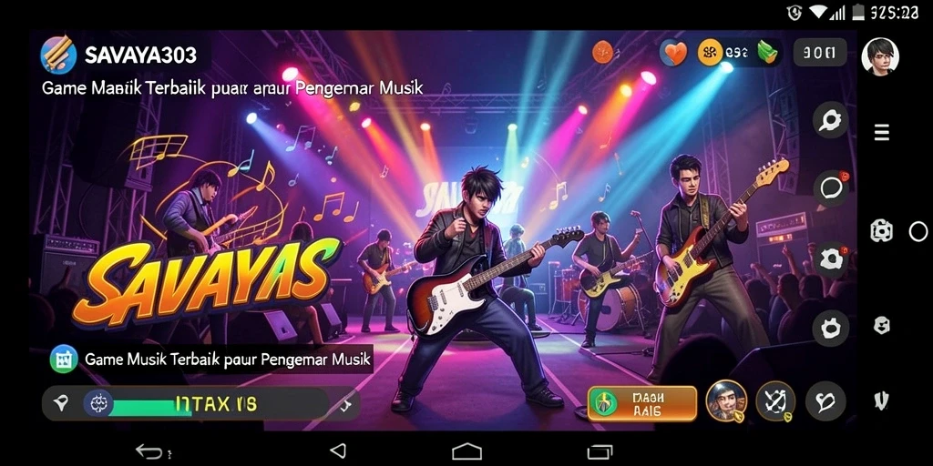 Tampilan gameplay SAVAYA303 yang penuh warna dan musik.
