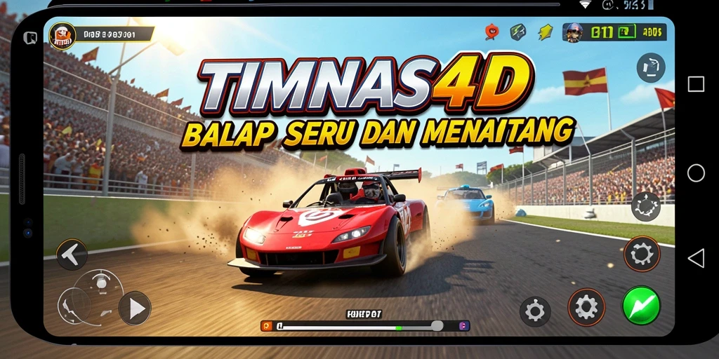 Screenshot gameplay TIMNAS4D yang penuh aksi balap.